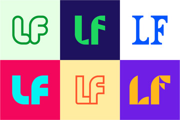 Set of letter LF logos. Abstract logos collection with letters. Geometrical abstract logos