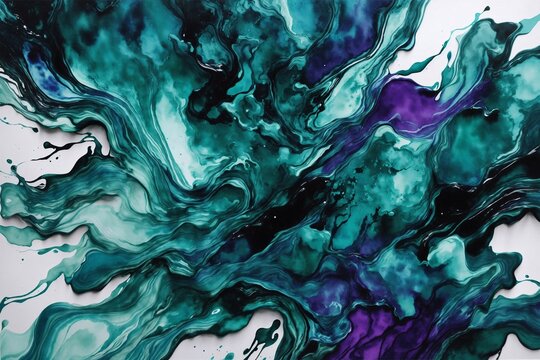 abstract turquoise blue background, blue background with water, blue and purple paint background,bl ue liquid, paint swirls in beautiful teal and white colors