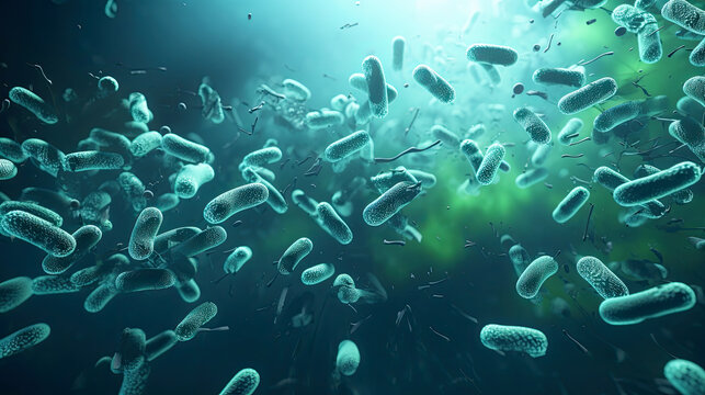 Legionella pneumophilia bacteria in water. Causing Legionnaires' disease, generative AI