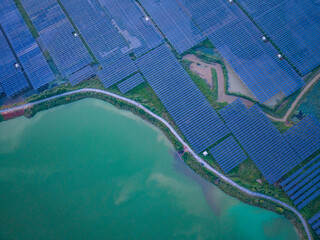 Aerial photography of solar panels