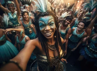 Türaufkleber Rio de Janeiro People in costumes at the carnival in Rio de Janeiro