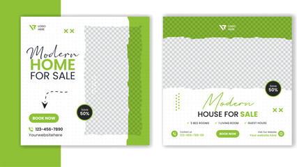 Modern Real estate social media post, residential house template, square home banner design