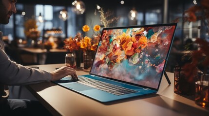Graphic designer work on computer laptop