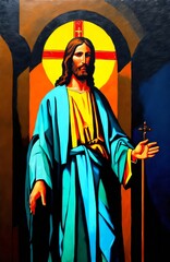 Naklejka premium Illustration of Jesus Christ made with Generative AI