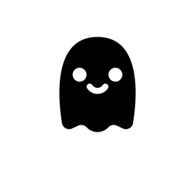 Ghost icon. Smiling happy ghost illustration. Vector Halloween black icon.