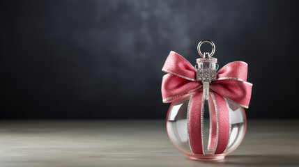 glass  christmas decoration  ball with ribbon
