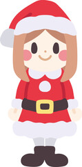 サンタの格好をしたシンプルなタッチの女の子のイラスト
