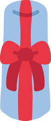 赤いリボンのついた水色の筒型のプレゼントボックスのイラスト