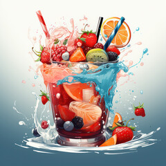 mix berries drink illustrate 