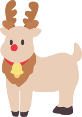 シンプルにデフォルメした赤鼻のトナカイのイラスト
