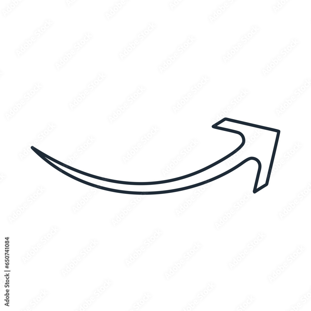 Poster curved arrow sign. direction symbol. vector linear icon isolated on white background.