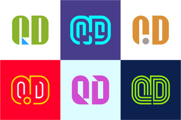 Set of letter QD logos. Abstract logos collection with letters. Geometrical abstract logos