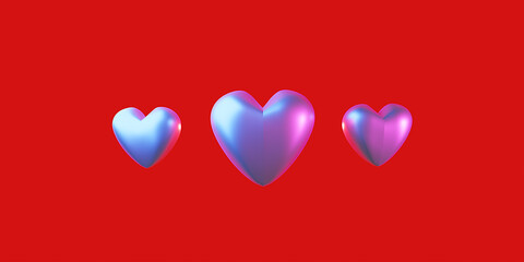 Love 3d heart set, color hearts. Happy Valentines Day - Love you label, 3d love banner.