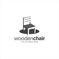 Wooden Chair Furniture Logo Design Vector Image