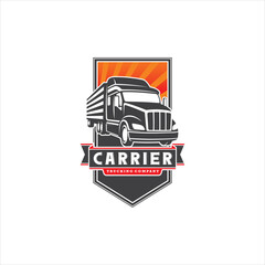 Truck Trailer Carrier Car Logo Design Vector Image