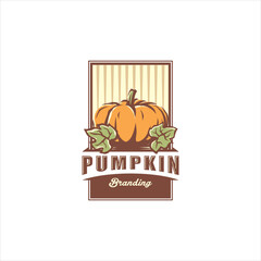 Pumpkin Fruit Vegetable Logo Design Vector Image