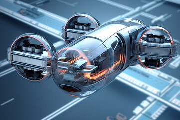 Fototapeta premium Air Transport. Futuristic transportation concept.