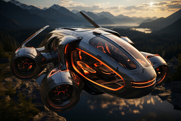 Air Transport. Futuristic transportation concept.