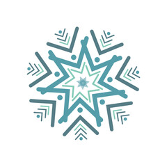 Isolated illustration of gradient blue icon snow flakes graphic element decoration winter, Christmas, holiday December, cold, cool, air conditioning