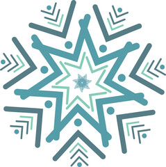 Isolated illustration of gradient blue icon snow flakes graphic element decoration winter, Christmas, holiday December, cold, cool, air conditioning