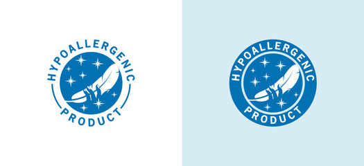 Hypoallergenic label logo design with bird feather symbol