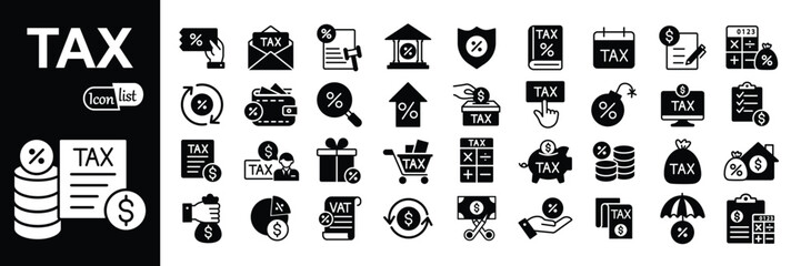  Tax icon set.  Vector illustration.