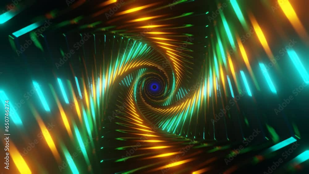 Poster a rhythmic vj loop showcasing neon disco strobe flashes.