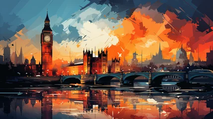 Foto auf Acrylglas Sunset Over London Skyline © BigWhiteMocha