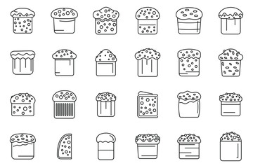 Panettone icons set outline vector. Bake food. Slice cake
