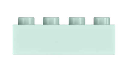 Opal Blue Bricks Block Isolated on a White Background. Close Up View of a Plastic Children Game Brick for Constructors, Front View. High Quality 3D Rendering with a Work Path. 8K Ultra HD, 7680x4320