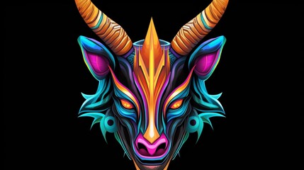 a hip colorful Oryx head design with a futuristic feel.Generative AI - obrazy, fototapety, plakaty