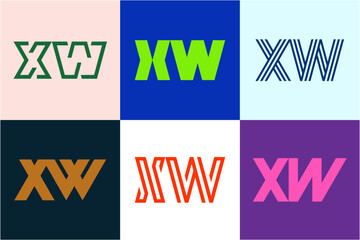 Obraz premium Set of letter XW logos. Abstract logos collection with letters. Geometrical abstract logos