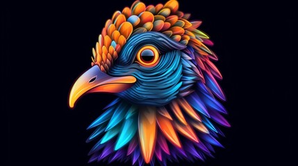 a hip colorful Quail head design with a futuristic fee.Generative AI