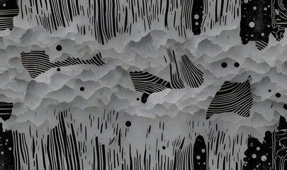 Abstract background from old crumpled torn pieces of newsprint. Artificial intelligence used in image creation. 