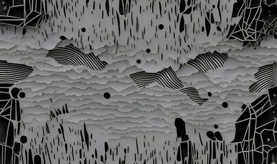 Abstract background from old crumpled torn pieces of newsprint. Artificial intelligence used in image creation. 