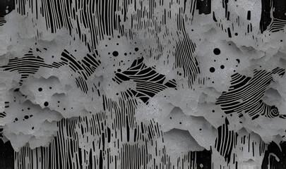 Abstract background from old crumpled torn pieces of newsprint. Artificial intelligence used in image creation. 