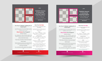 flyer template design, space for photo background, a bundle of 2 templates of different colors a4 size.
