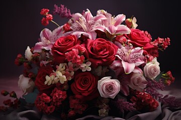 bouquet of fresh flowers on a black background