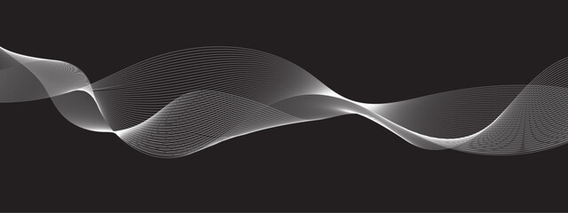 Abstract digital future technology concept white smooth lines background. Modern wide banner technology design. Abstract grey, white background with flowing particles.