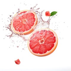 Grapefruits floating in water isolated on white background