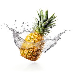 Floating pineapple isolated on a white background