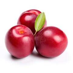 Red plums isolated on a white background