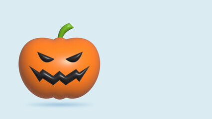 Happy Halloween Pumpkin with scare face 3d Realistic illustration