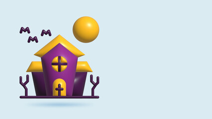 3d Realistic Illustration helloween house with bat