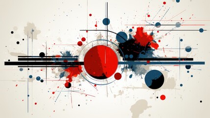 Obraz premium Red and blue lines and circles abstract background