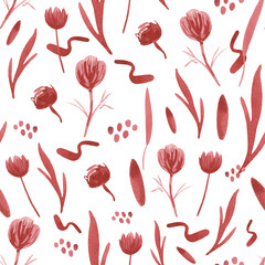 Seamless pattern of abstract dry flowers on a stylish background. For design products on the theme of weddings, engagements, birthdays, and Valentine's Day - 650759000