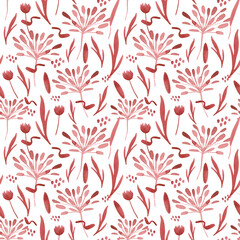 Seamless pattern of abstract dry flowers on a stylish background. For design products on the theme of weddings, engagements, birthdays, and Valentine's Day - 650759015