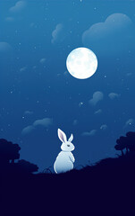 Obraz na płótnie Canvas Chinese Mid-Autumn Festival illustration rabbit under the moonlight,created with generative ai tecnology.
