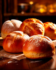 Freshly Baked Buns with sesame seeds, looking delicious and yummy. Close up with shallow field of view.