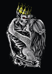Fototapeta premium Couple Skull Maried Illustration Vector